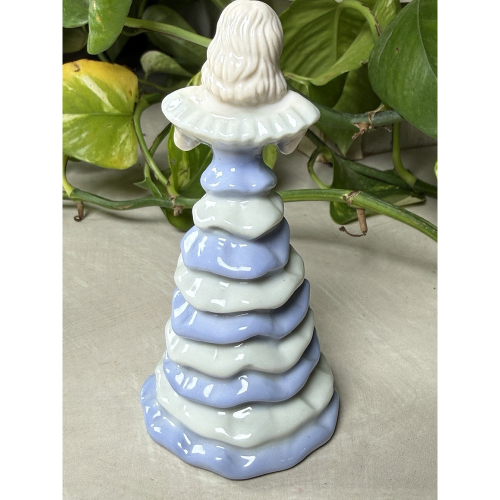 Ceramic Lady Figurine Ruffled Tiered Dress Christmas Tree Style 4.5” Light Blue - Picture 3 of 8